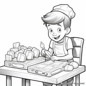 S'mores Making Process Coloring Pages 1