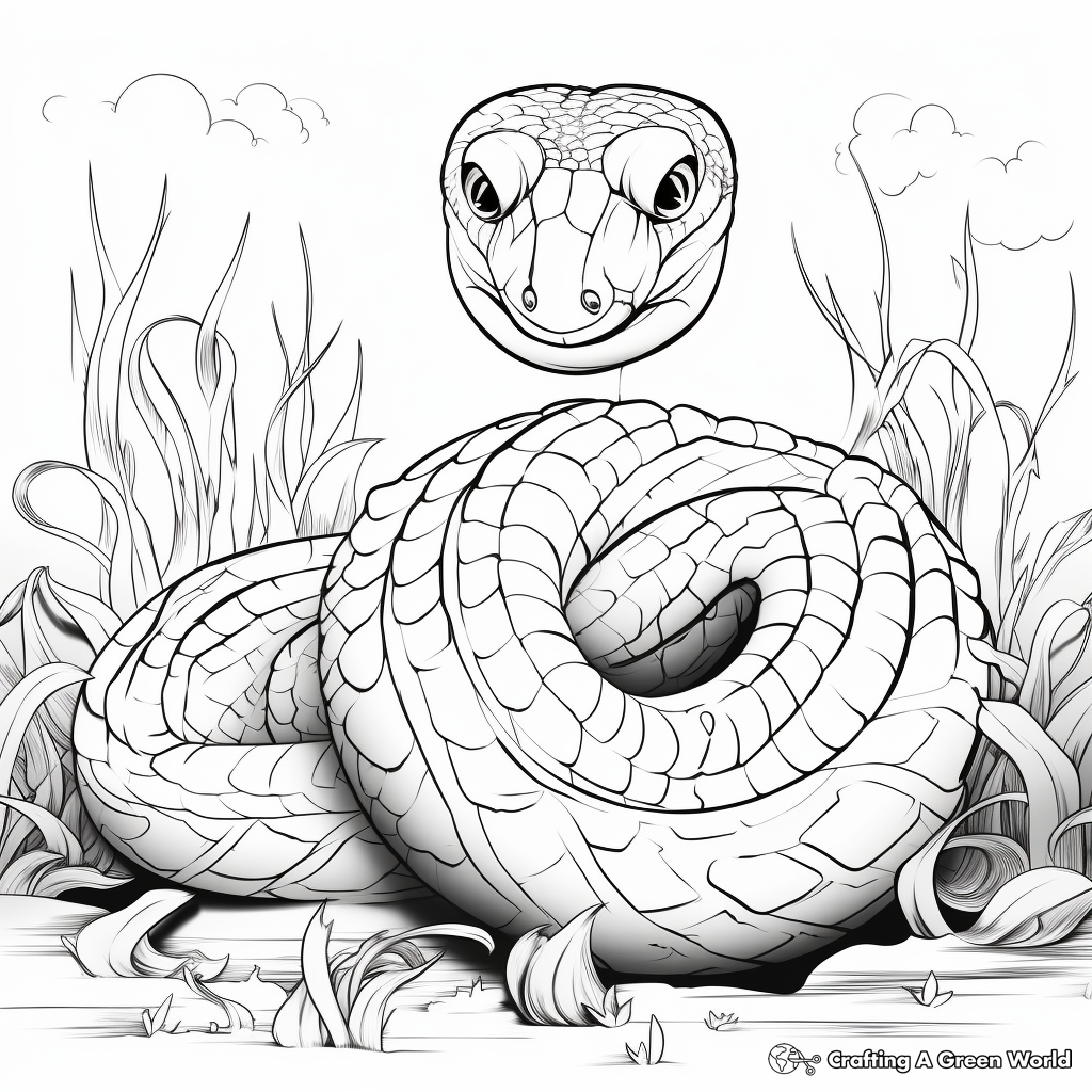 Snake Slithering Movement Adaptation Coloring Pages 1
