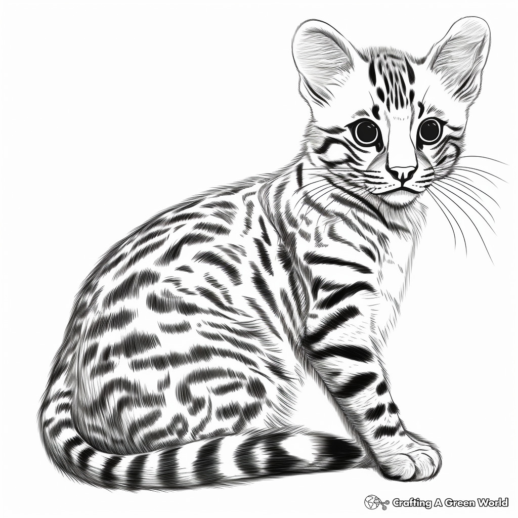 Snapshot: Bengal Cat in the Wild Coloring Pages 1