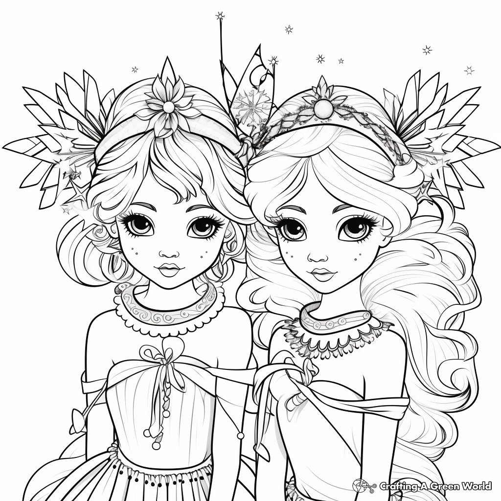 Snow Fairies and Winter Princess Coloring Pages 2