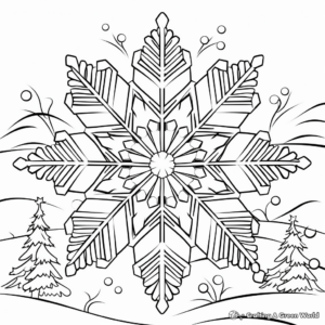 Snowflakes & Winter Scenery Coloring Pages 2