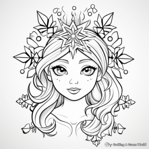 Snowflakes and Winter Princess Coloring Pages for Children 2