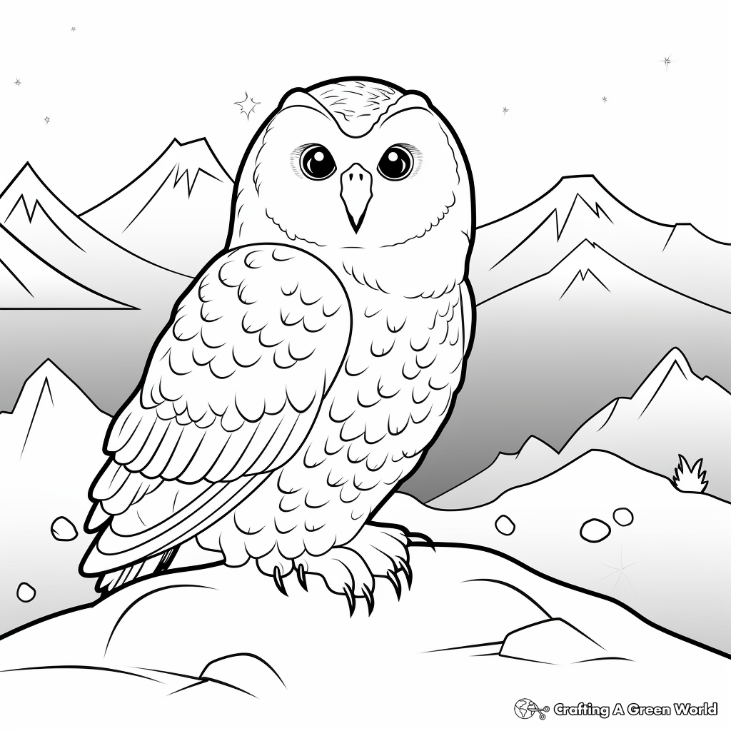 Snowy Owl at Night Coloring Pages 2