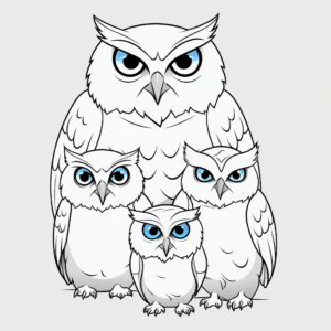 Snowy Owl Family Coloring Sheets 2