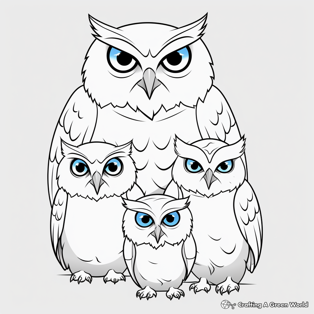 Snowy Owl Family Coloring Sheets 2