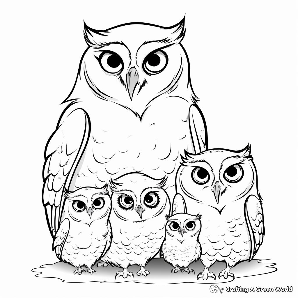 Snowy Owl Family Coloring Sheets 3
