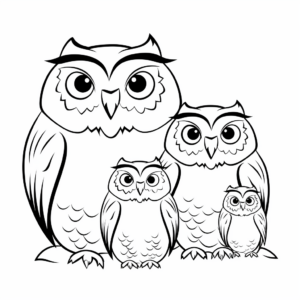 Snowy Owl Family Coloring Sheets 4