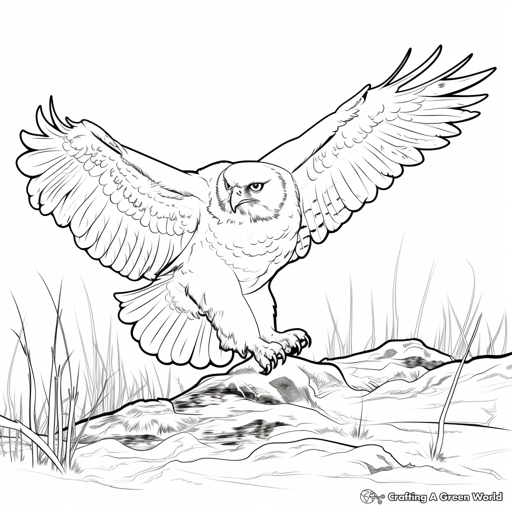 Snowy Owl Hunting Prey Coloring Pages 1