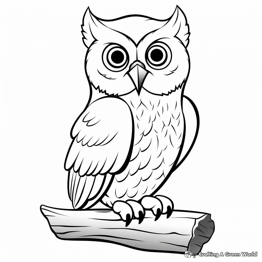 Snowy Owl in Forest Coloring Pages 2