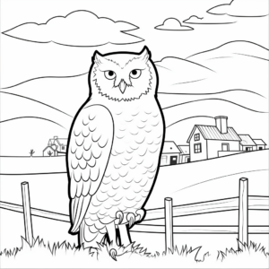 Snowy Owl in Landscape Coloring Pages 1