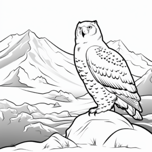 Snowy Owl in Landscape Coloring Pages 2
