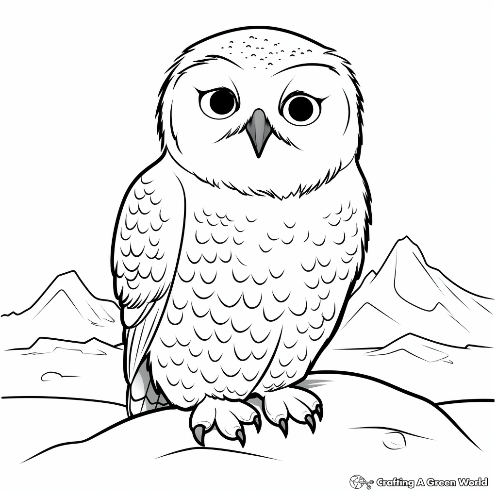 Snowy Owl in the Arctic Coloring Pages 1