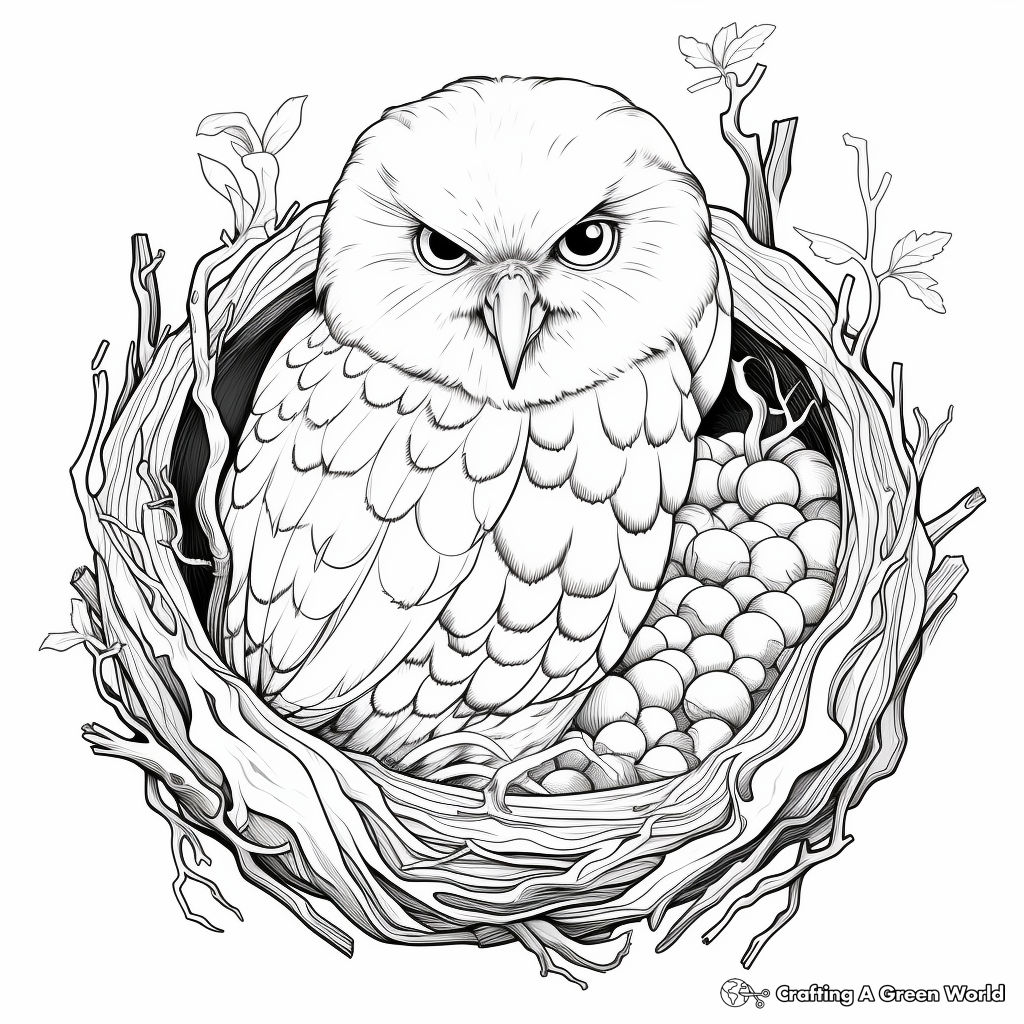 Snowy Owl Nesting Coloring Pages 1
