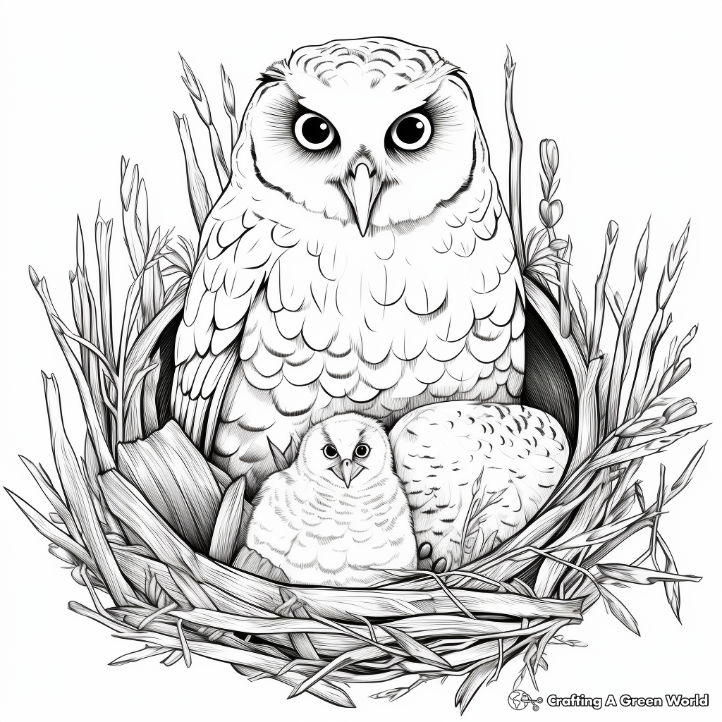 Snowy Owl Nesting Coloring Pages 2