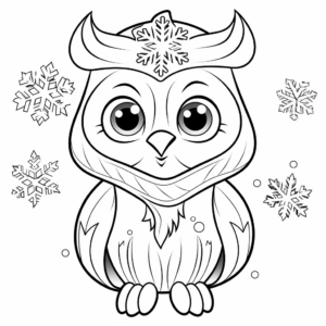 Snowy Owl with Snowflakes Coloring Pages 2