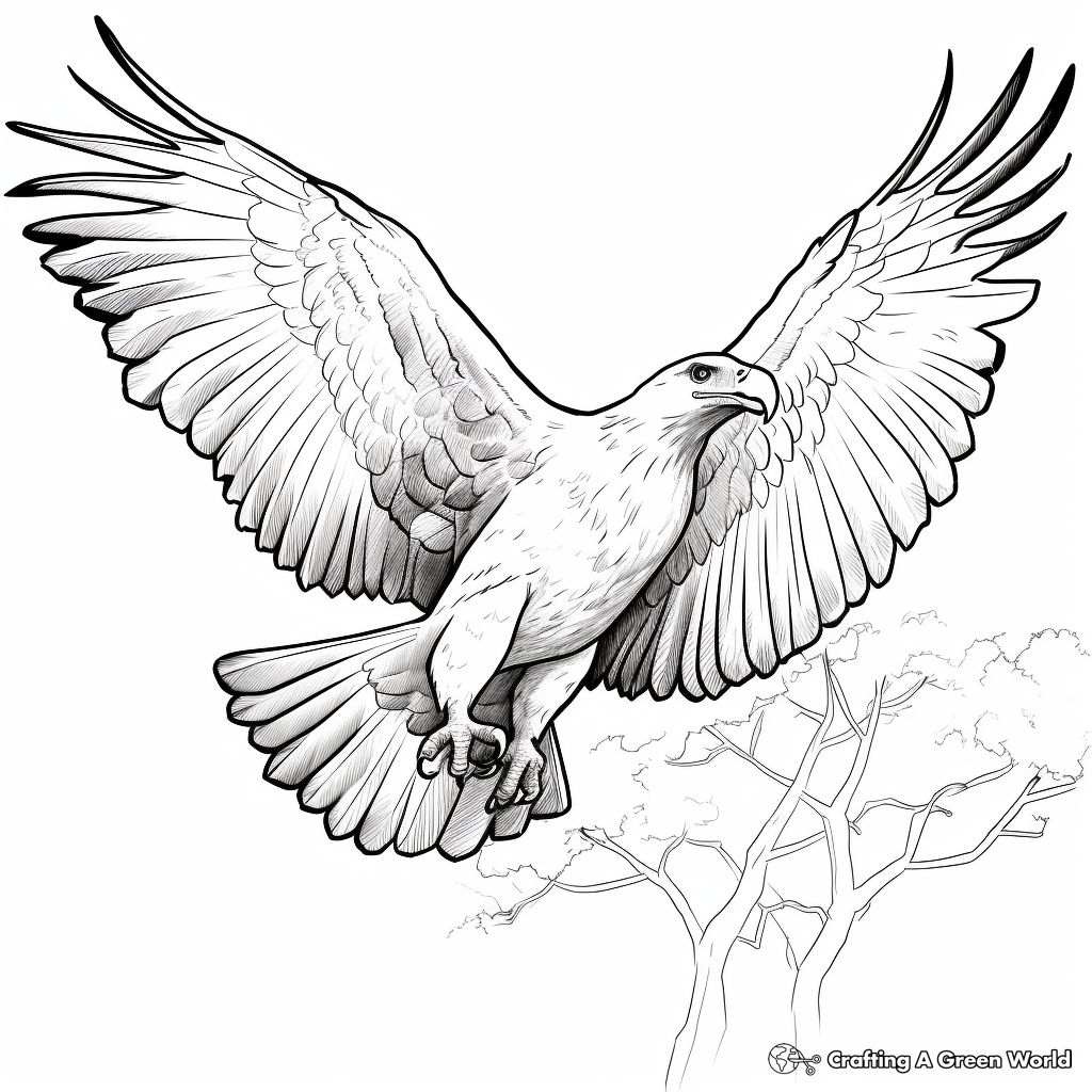 Soaring African Fish Eagle Coloring Pages 1