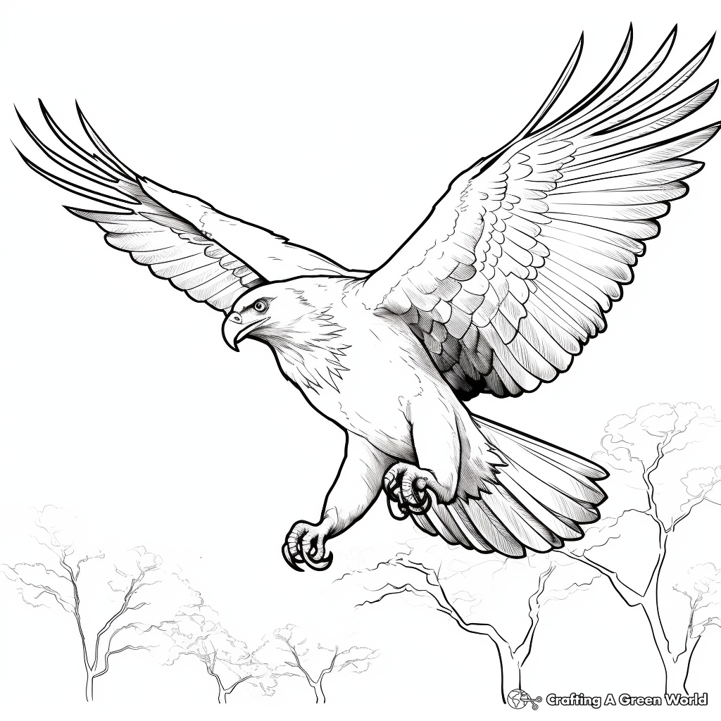 Soaring African Fish Eagle Coloring Pages 2