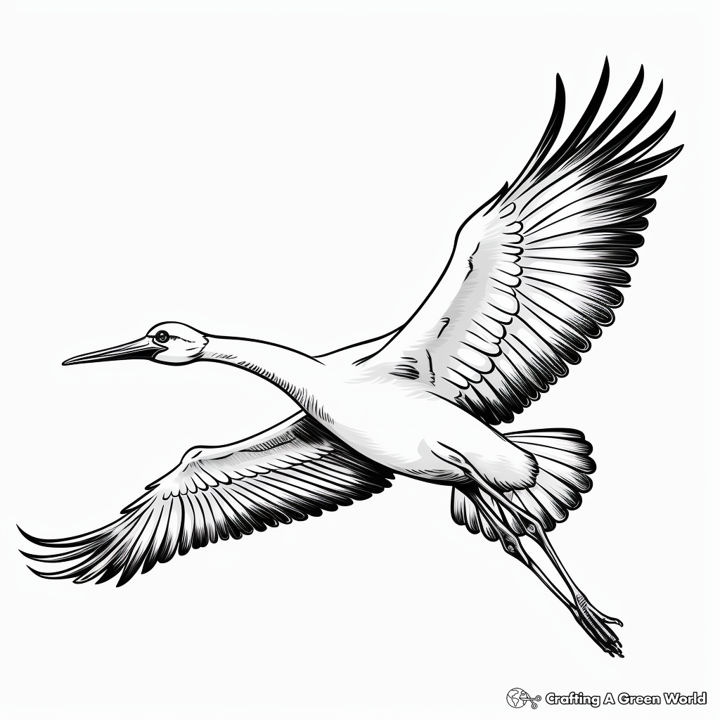 Soaring Crane Coloring Pages 2