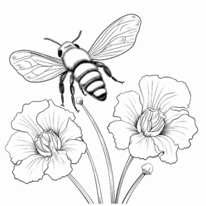 Solitary Bee and Tiger Lily Coloring Pages 2