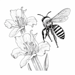 Solitary Bee and Tiger Lily Coloring Pages 4
