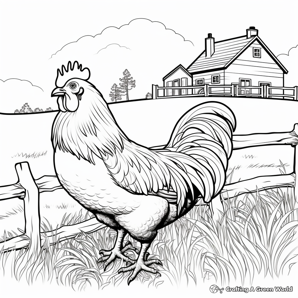Soothing Country Life Chicken Coloring Pages 1