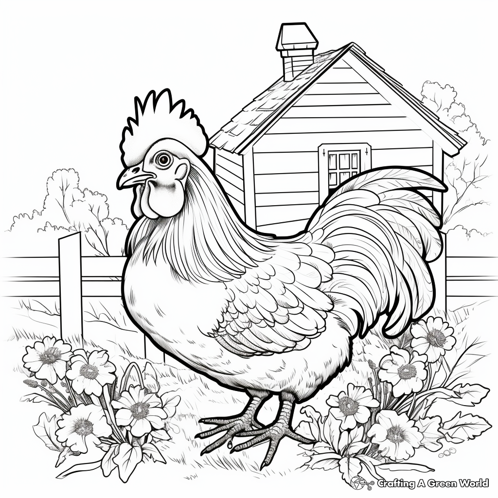 Soothing Country Life Chicken Coloring Pages 4