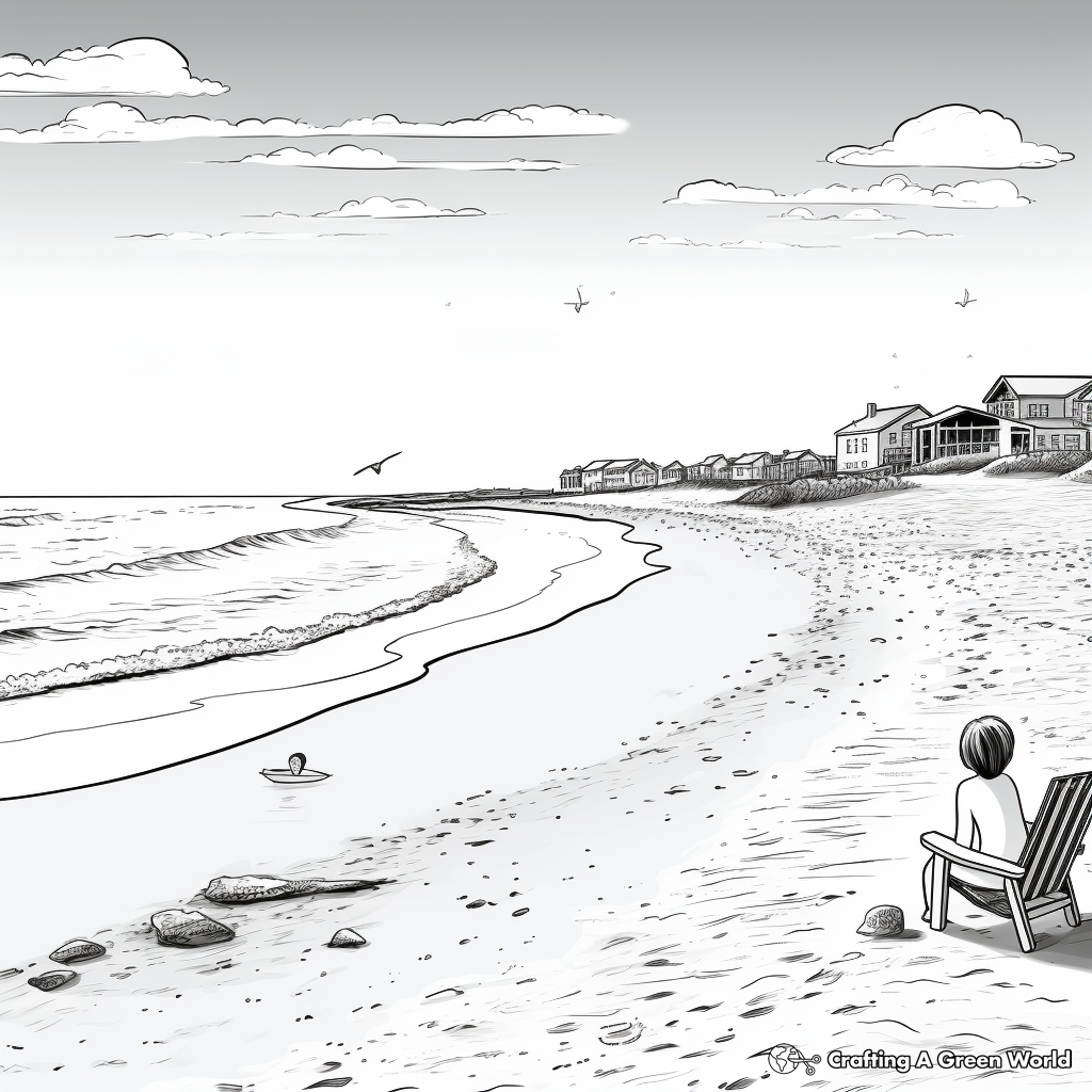 Soothing Empty Beach Scene Coloring Pages 1