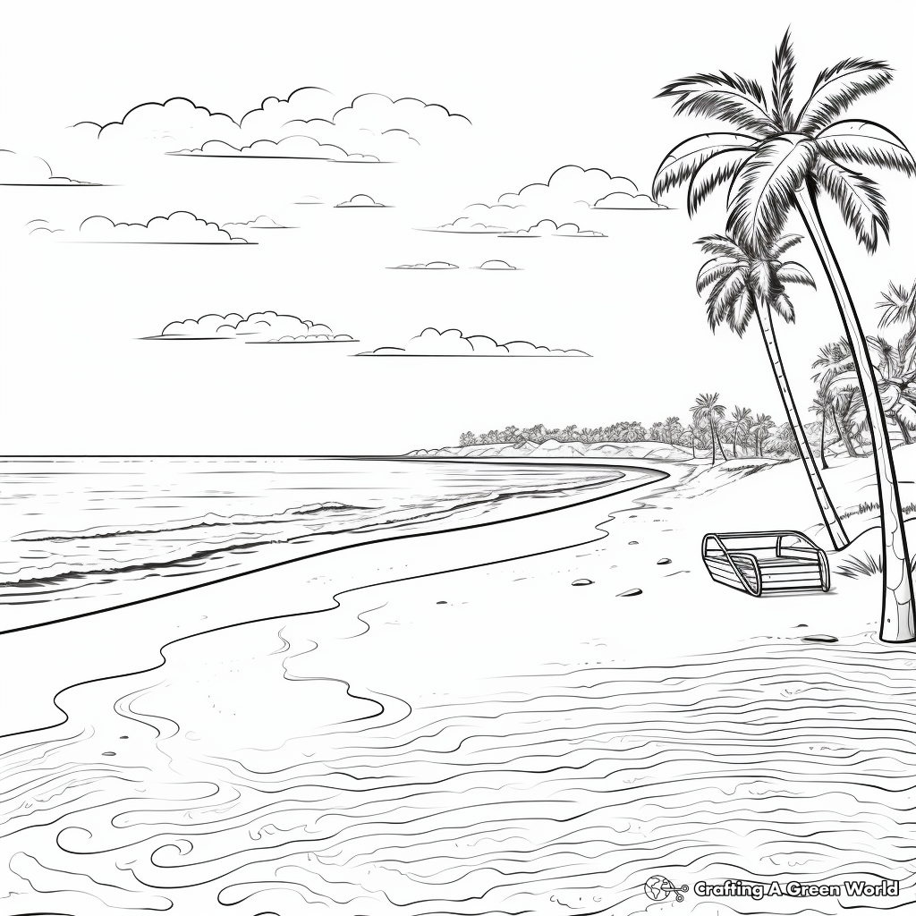 Soothing Empty Beach Scene Coloring Pages 2