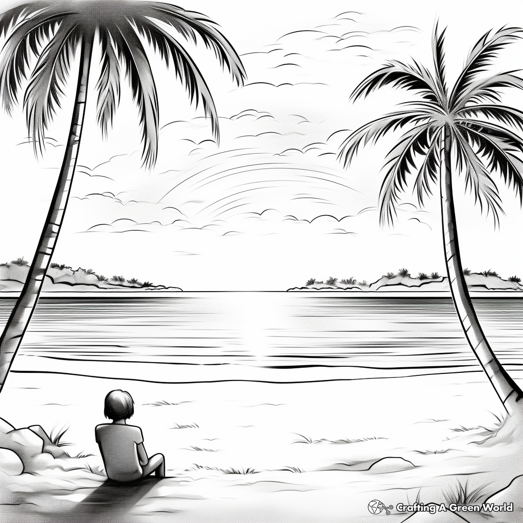 Soothing Empty Beach Scene Coloring Pages 3
