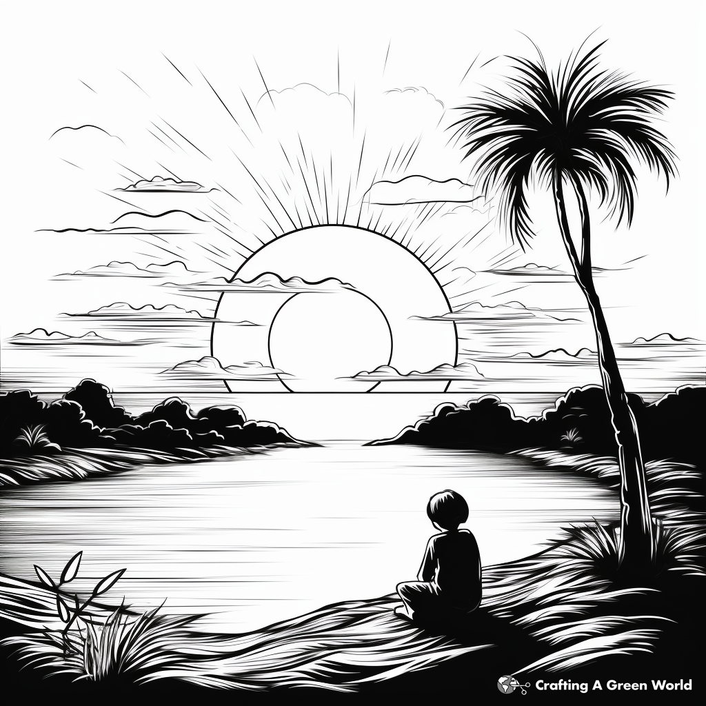Soothing 'Thinking of You' Sunset Coloring Pages 2