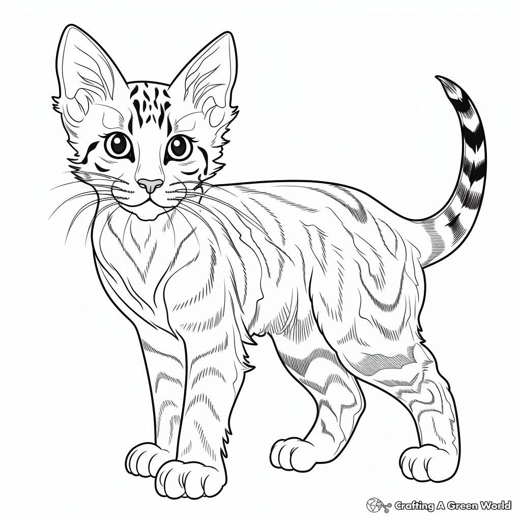 Sophisticated Bengal Cat Coloring Pages 4