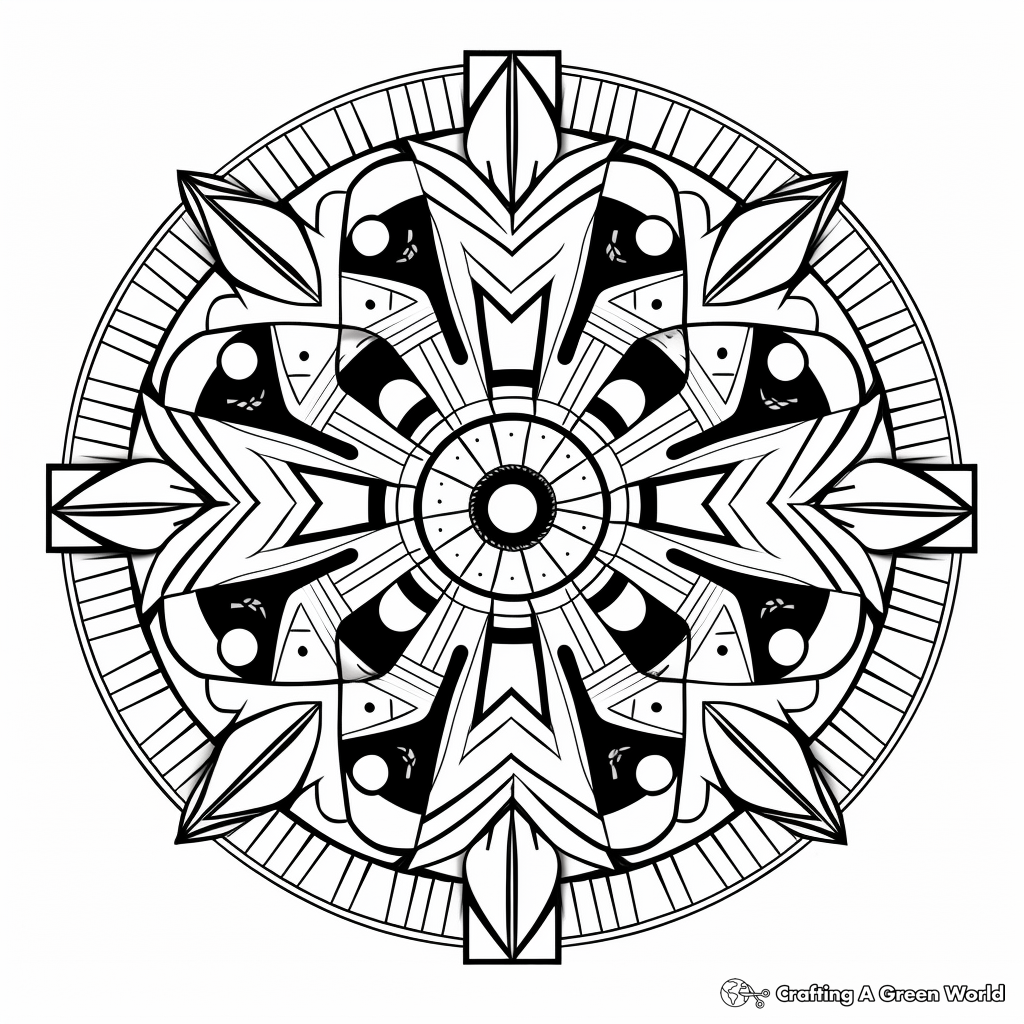 Sophisticated Geometric Mandala Coloring Pages 1