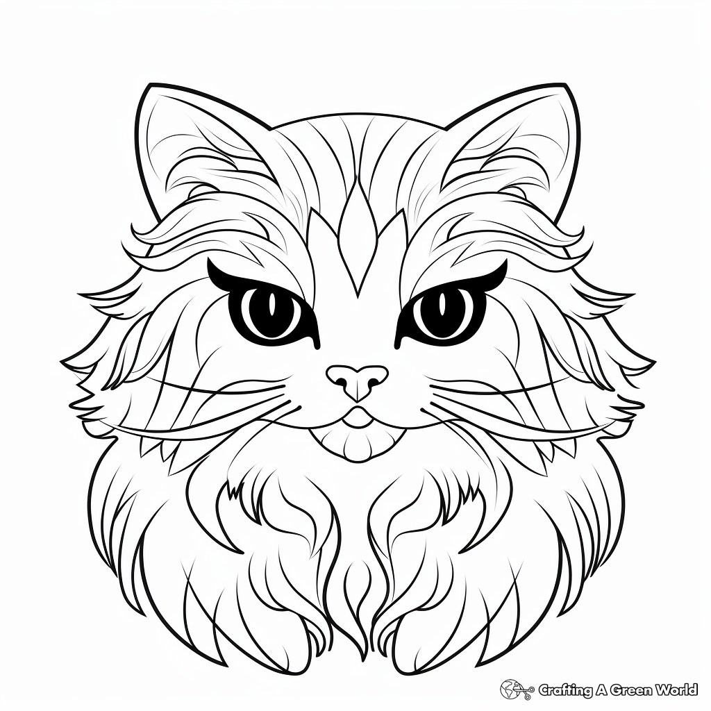 Sophisticated Persian Cat Head Coloring Pages 2