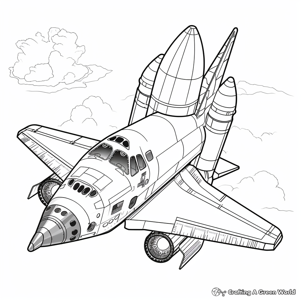 Space Shuttle Themed Coloring Pages for Adults 1