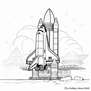 Space Shuttle Themed Coloring Pages for Adults 2