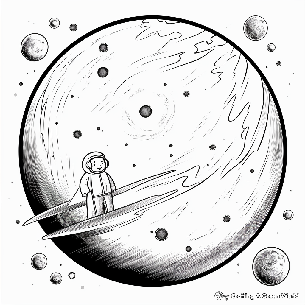 Space-Themed Full Moon and Stars Coloring Pages 3