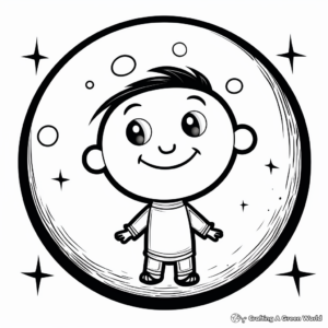 Space-Themed Full Moon and Stars Coloring Pages 4