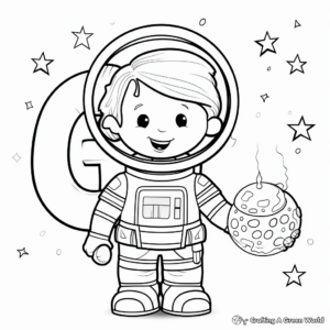 Space-Themed Letter G Coloring Pages for Toddlers 1
