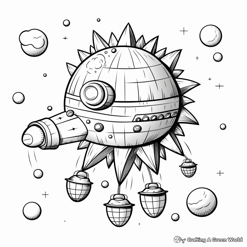 Spacecraft Exploring Sun and Moon Coloring Pages 1