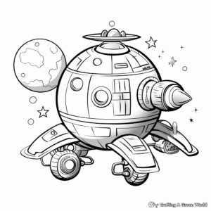 Spacecraft Exploring Sun and Moon Coloring Pages 3