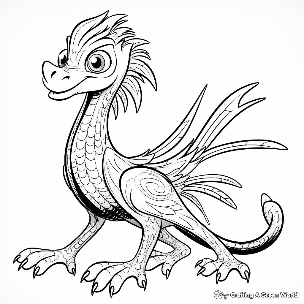 Sparkling Deinonychus: Glitter-effect Coloring Pages 3
