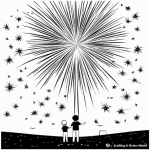 Sparkling Roman Candle Fireworks Coloring Pages 1