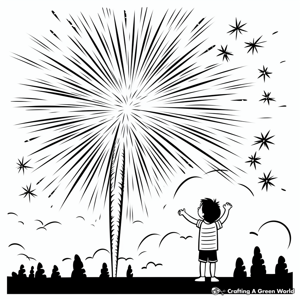 Sparkling Roman Candle Fireworks Coloring Pages 3