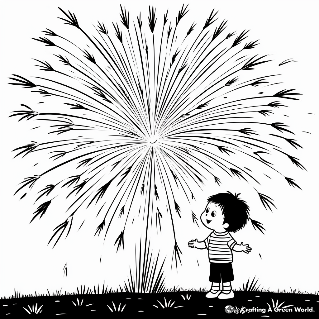Sparkling Roman Candle Fireworks Coloring Pages 4