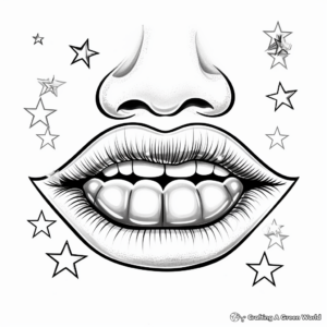 Sparkly and Shiny Lips Christmas Coloring Pages 1