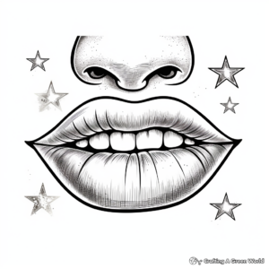 Sparkly and Shiny Lips Christmas Coloring Pages 4