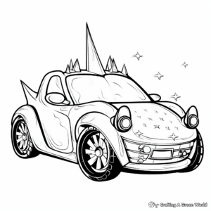 Sparkly Unicorn Car Coloring Pages 1