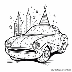 Sparkly Unicorn Car Coloring Pages 3