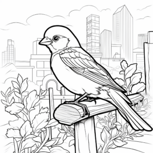 Sparrow Habitat Coloring Pages: Forests, Grasslands, and Cities 1