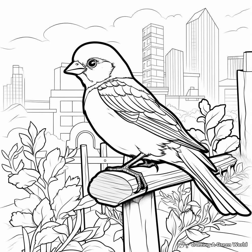 Sparrow Habitat Coloring Pages: Forests, Grasslands, and Cities 1